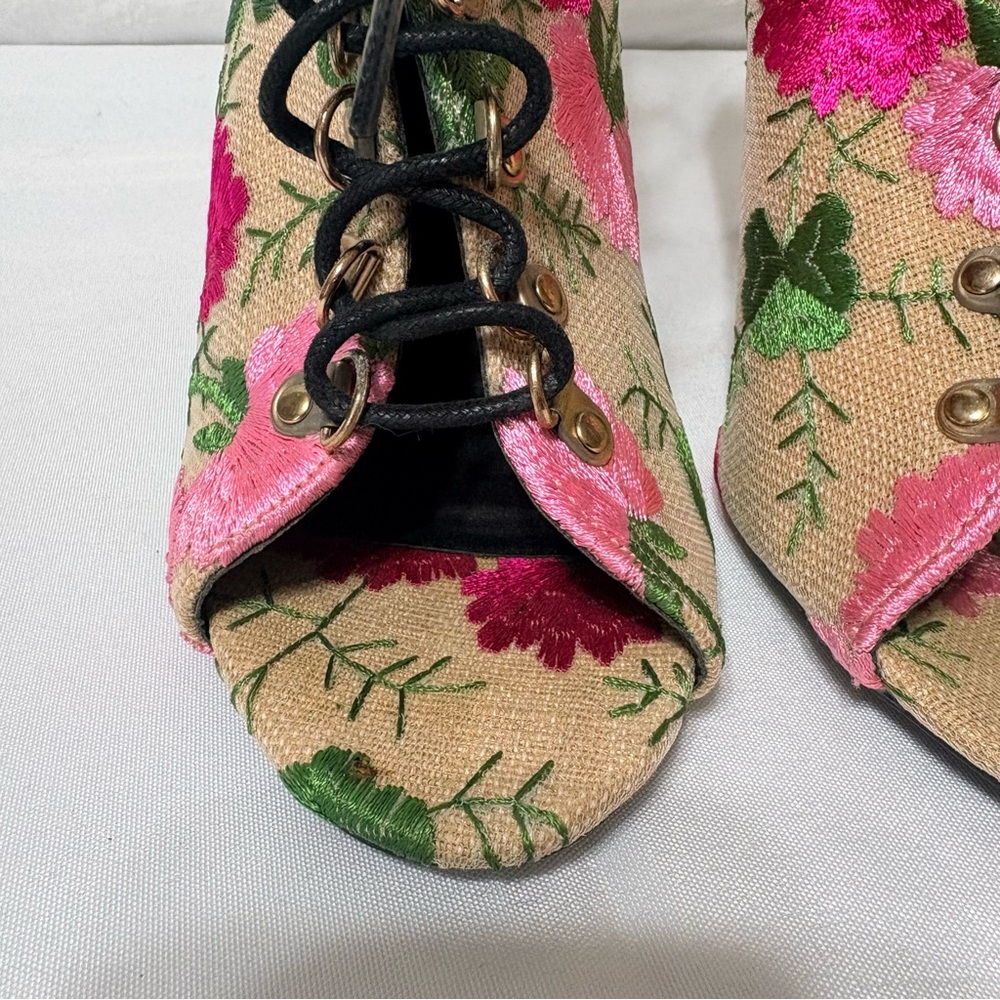 Floral Lace-Up Ankle Boots - Picture 5 of 13